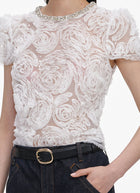 self-portrait White Tulle Lace Top