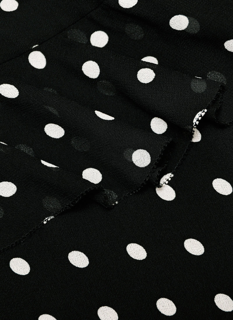 Self Portrait Black Polka Dot Georgette Maxi Dress