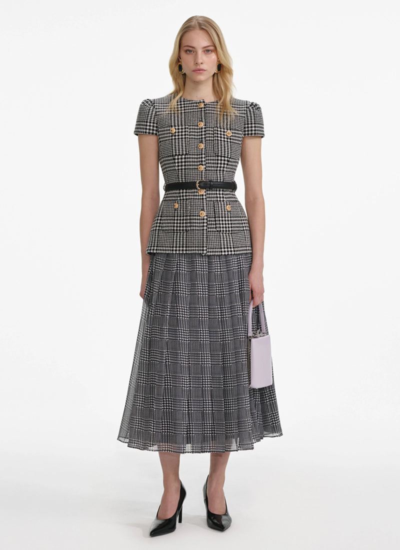 Houndstooth Tailored Midi Dress by Self Portrait