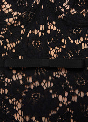 Self Portrait Fine Lace Belted Midi Dress