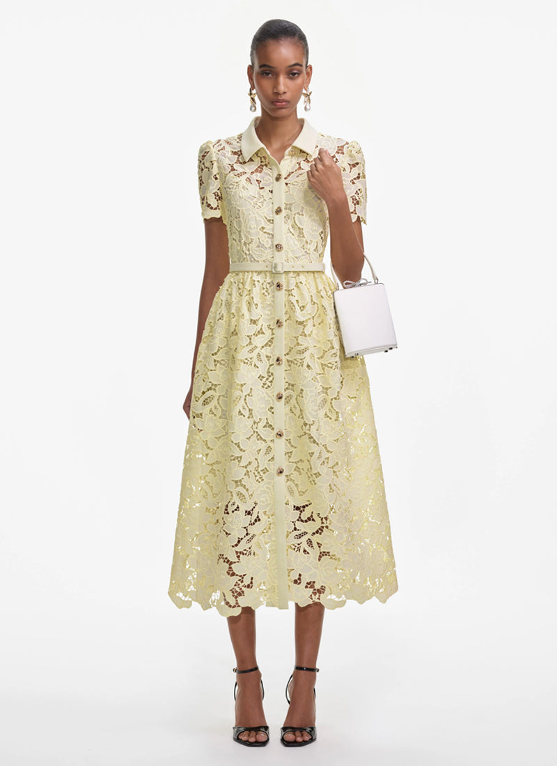 Self Portrait Lace Midi Shirt Dress