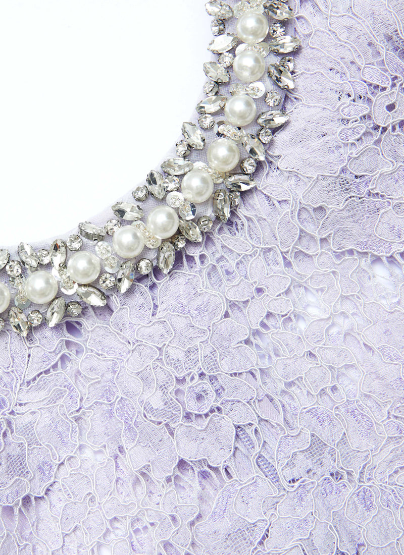 Self Portrait Lilac Lace Mini Dress