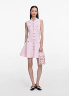 Self Portrait Pink Pointelle Diamante Knit Mini Dress