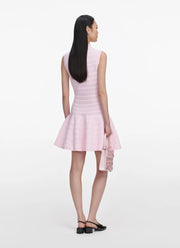 Self Portrait Pink Pointelle Diamante Knit Mini Dress