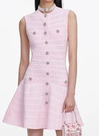 Self Portrait Pink Pointelle Diamante Knit Mini Dress