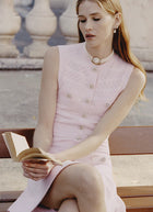 Self Portrait Pink Pointelle Diamante Knit Mini Dress