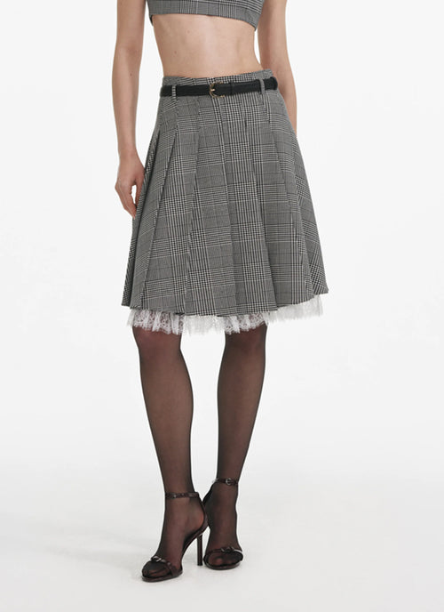 Self Portrait Prince Of Wales Check Pleated Midi Skirt