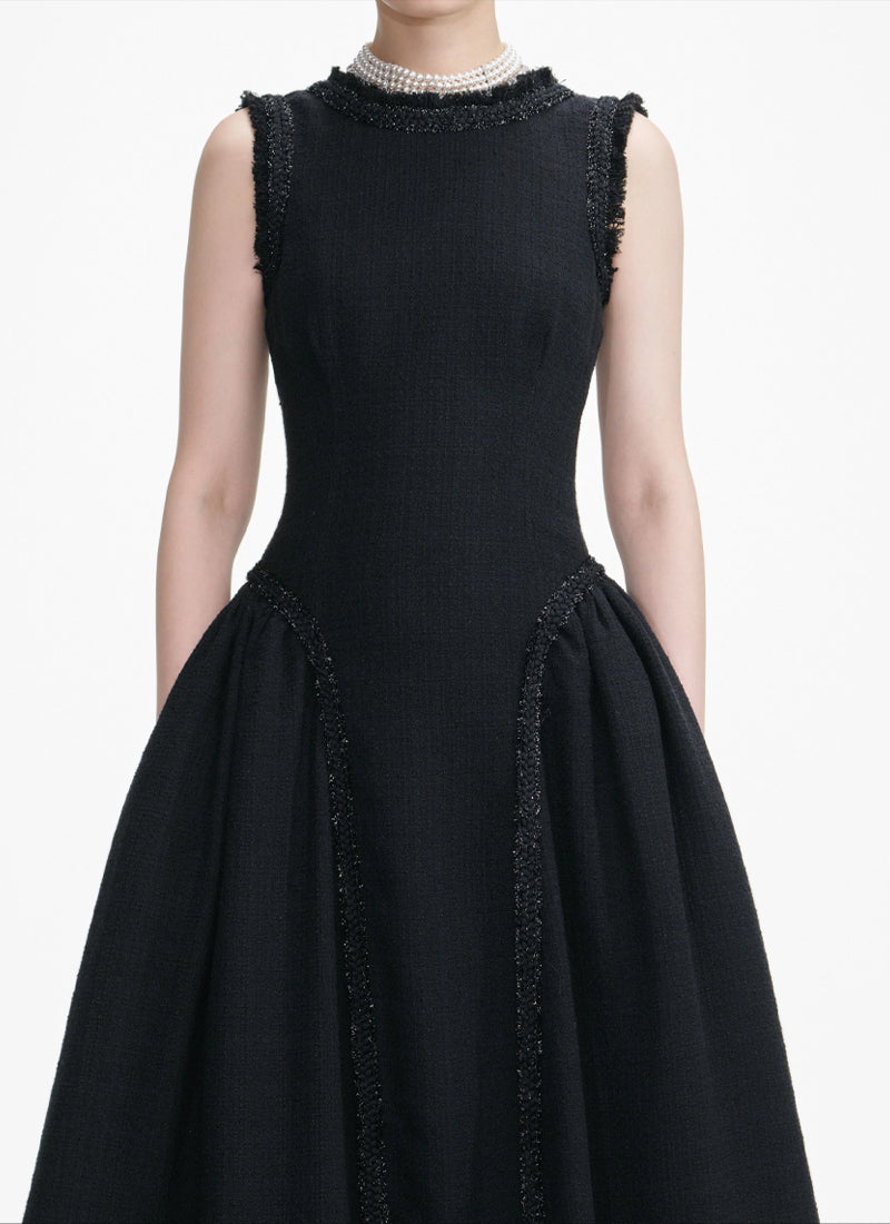 Self Portrait Boucle Sleeveless Midi Dress