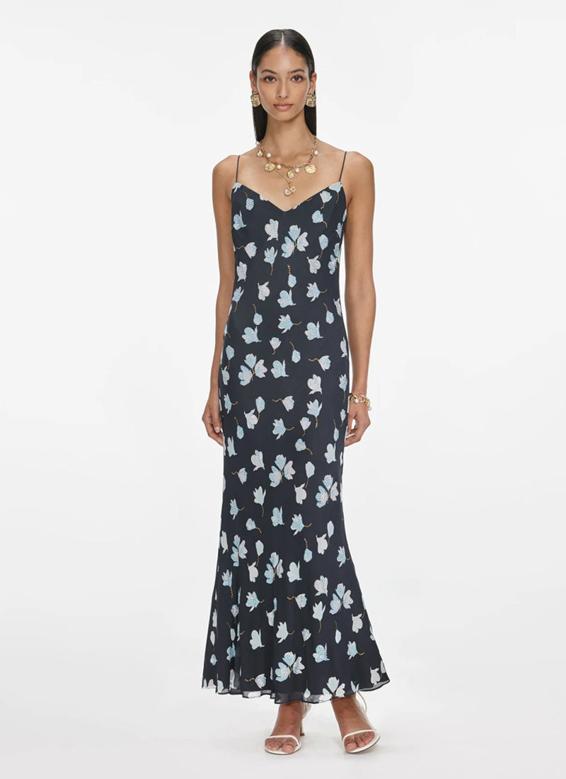Self Portrait Floral Rhinestone Midi Dress
