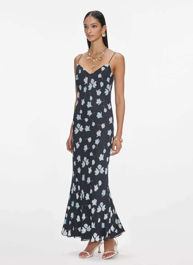 Self Portrait Floral Rhinestone Midi Dress