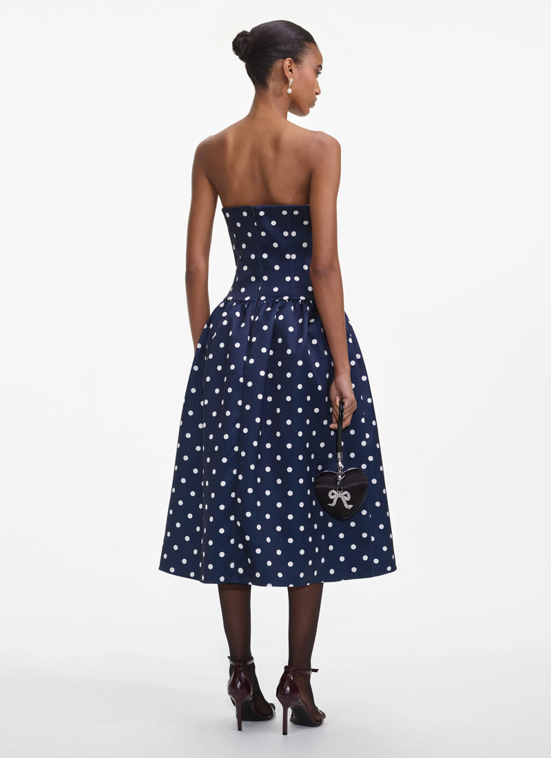 Self Portrait Polka Dot Satin Midi Dress