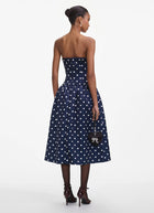 Self Portrait Polka Dot Satin Midi Dress