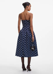 Self Portrait Polka Dot Satin Midi Dress