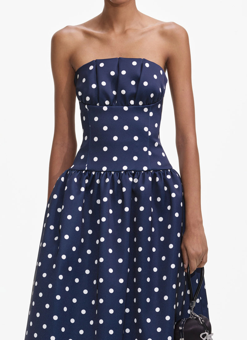 Self Portrait Polka Dot Satin Midi Dress
