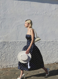 Self Portrait Polka Dot Satin Midi Dress