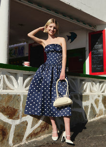 Self Portrait Polka Dot Satin Midi Dress