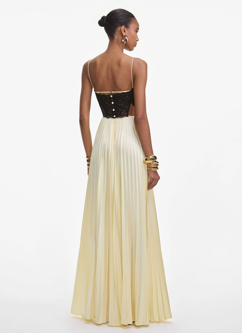 Self Portrait Satin Lace Maxi Dress