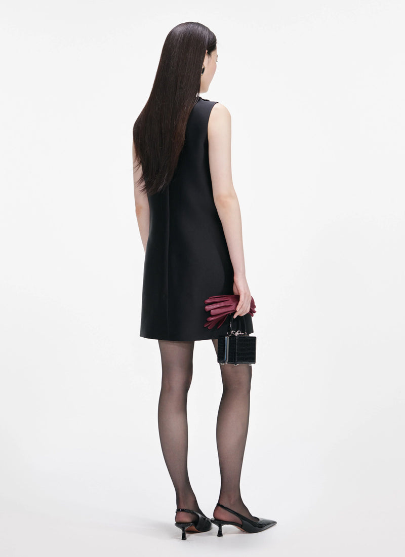 Self Portrait Taffeta Embellished Trim Mini Dress