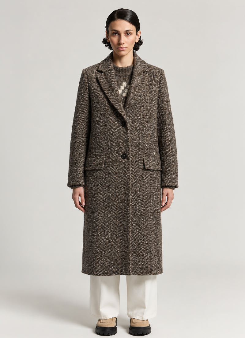 Sequin Herringbone Coat