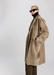 UTZON Shearling Double Breasted Merino Straight Long Coat
