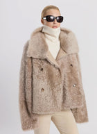 Shearling Hooded Teddy Peacoat
