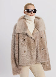Shearling Hooded Teddy Peacoat