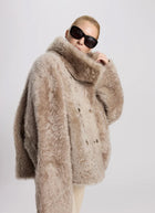 Shearling Hooded Teddy Peacoat