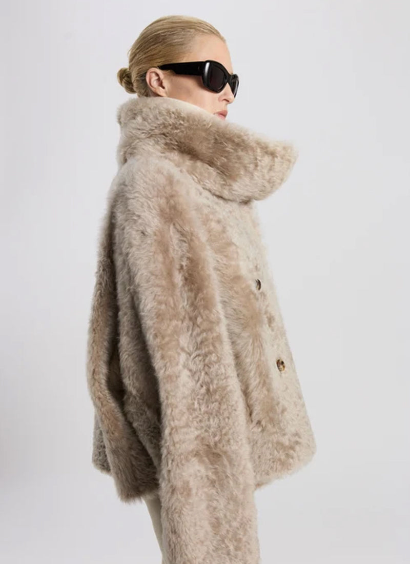 Shearling Hooded Teddy Peacoat