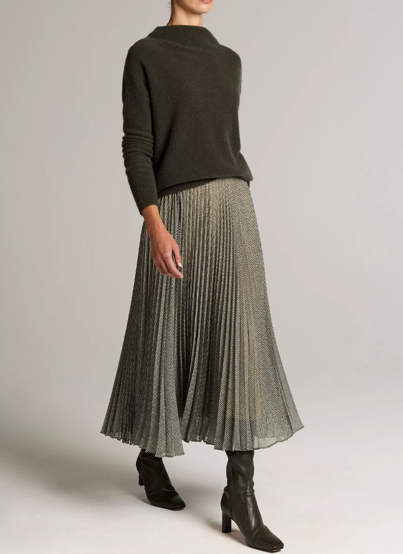 Sheer Pleated Pull On Skirt