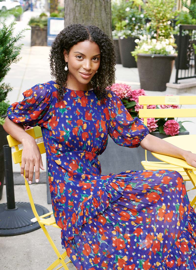 RIXO Shireen Floral Midi Dress