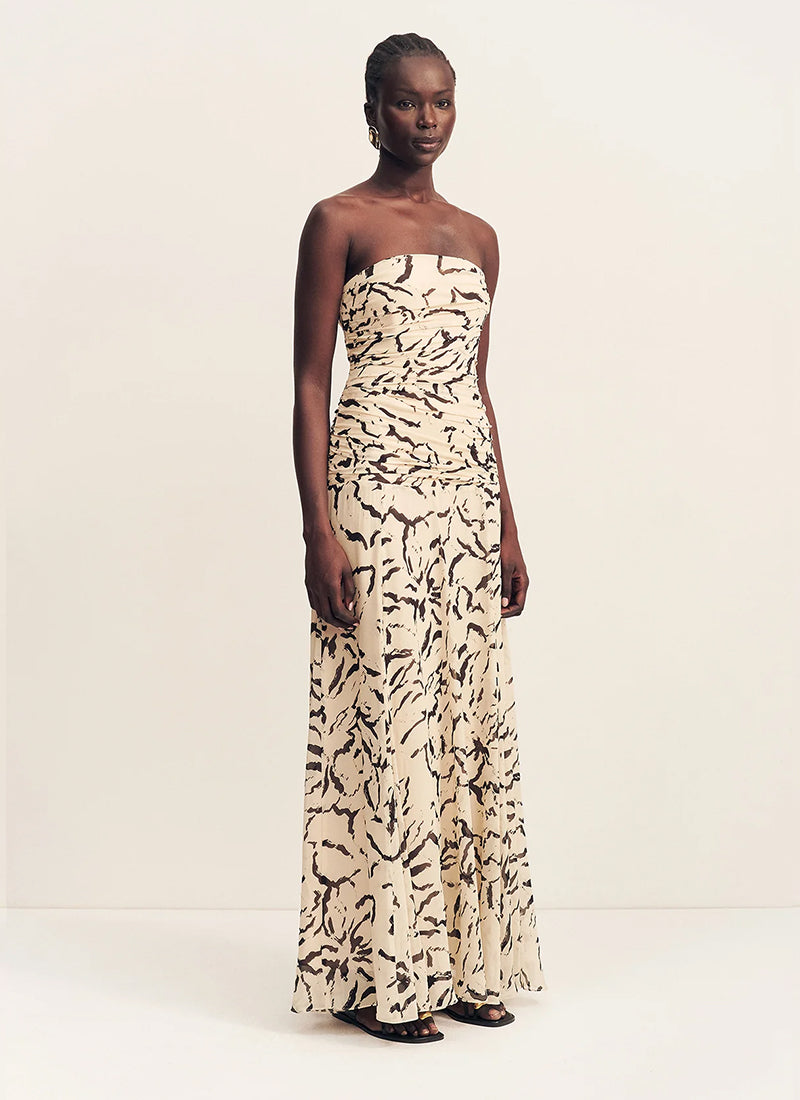 Rea Strapless Panelled Maxi Dress by Shona Joy