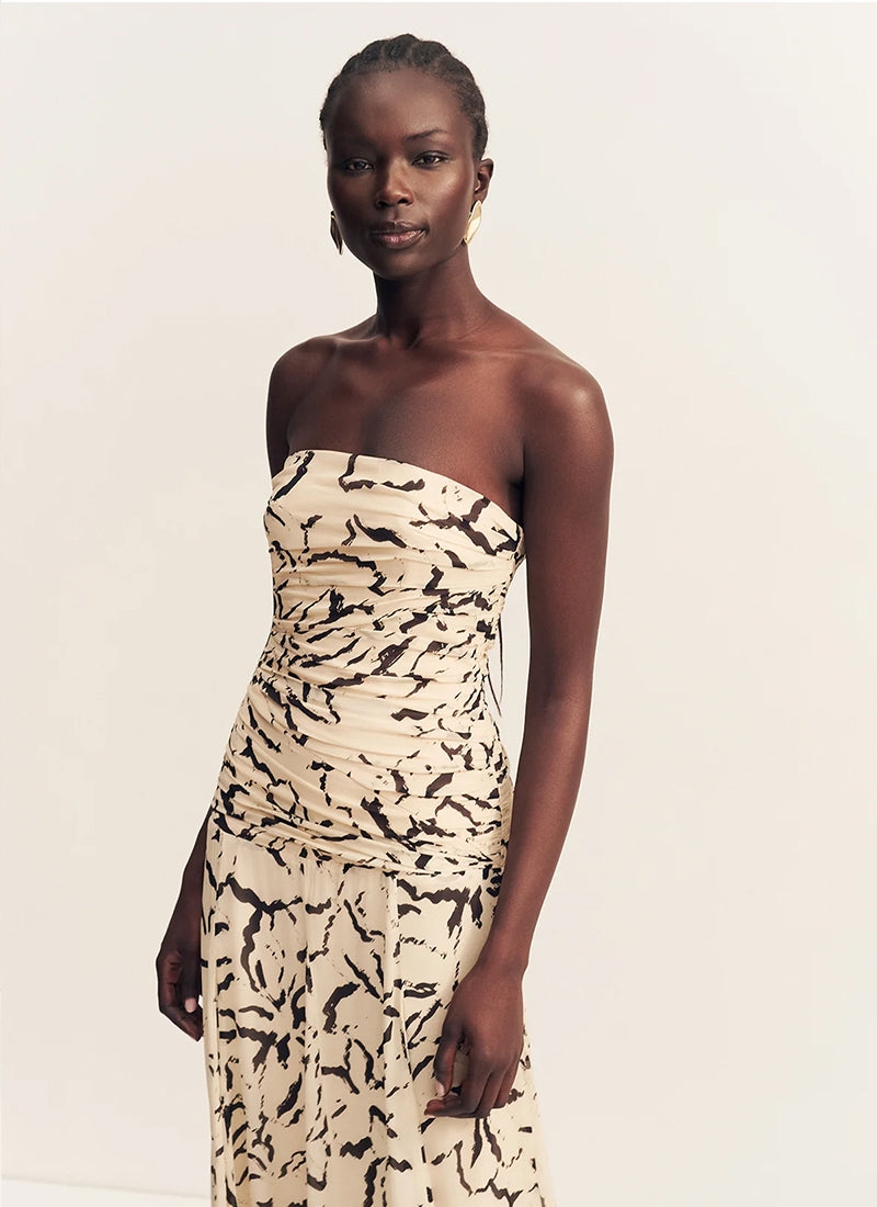 Rea Strapless Panelled Maxi Dress by Shona Joy