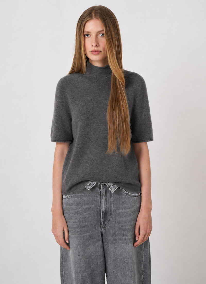 Short Sleeve Organic Cashmere Knit Pullover