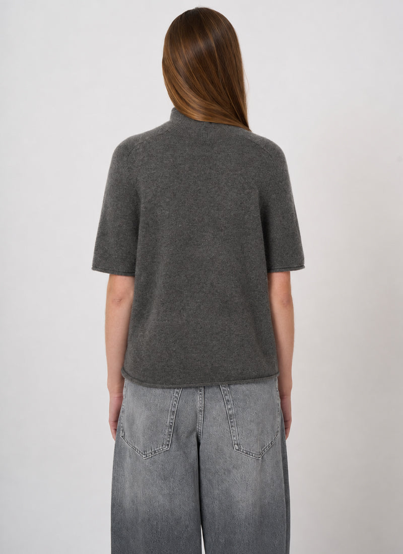 Short Sleeve Organic Cashmere Knit Pullover