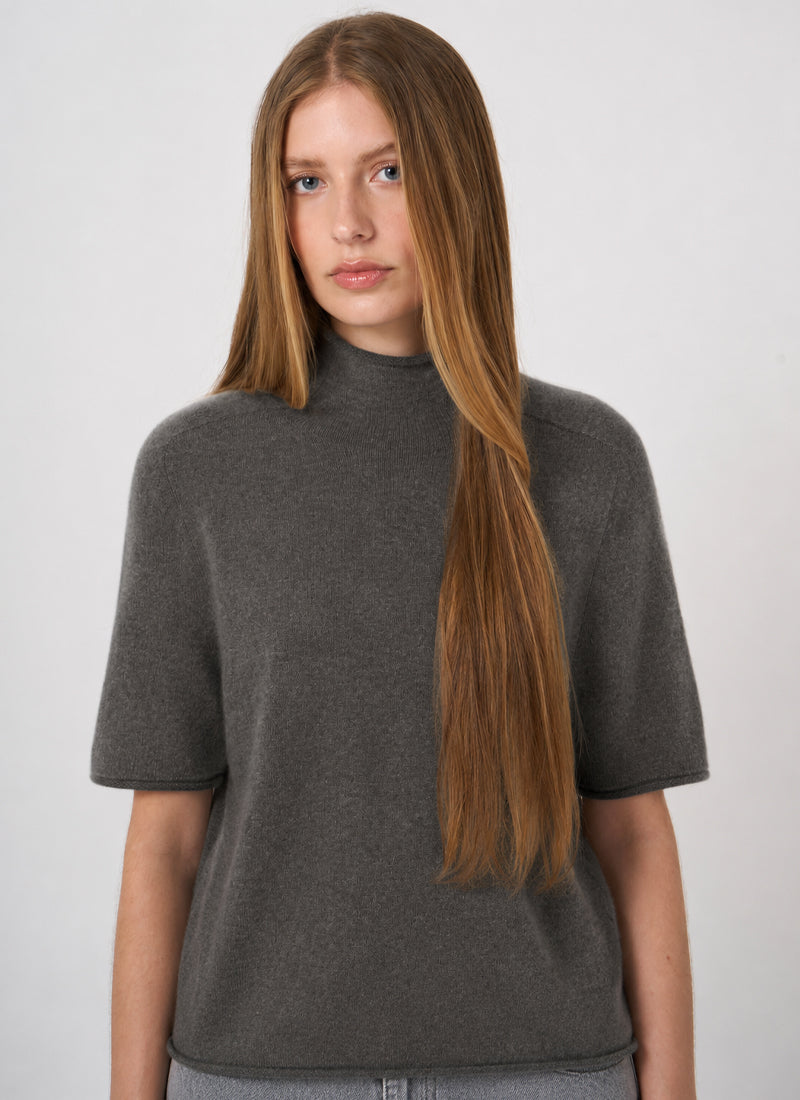 Short Sleeve Organic Cashmere Knit Pullover