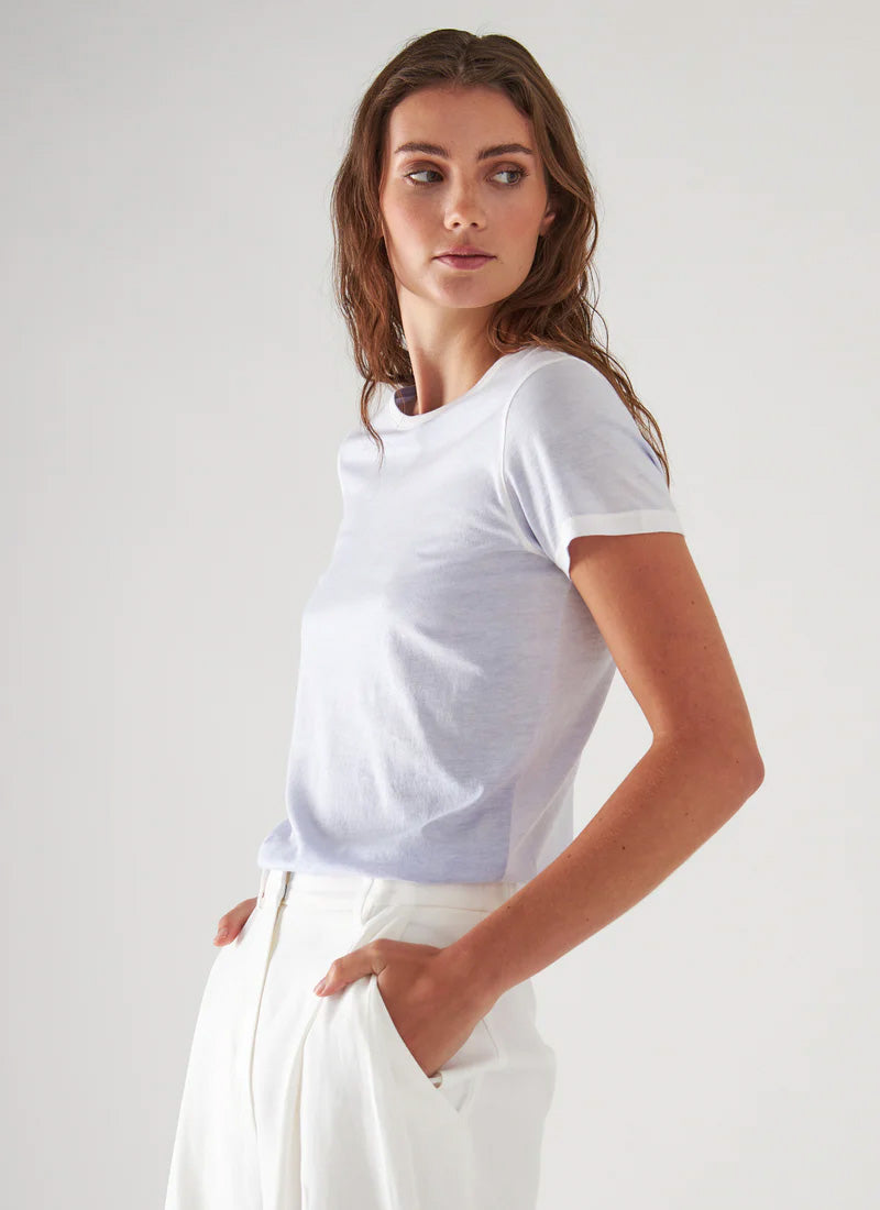 Patrick Assaraf Short-Sleeve Pima Reverse Spray Crewneck T-Shirt