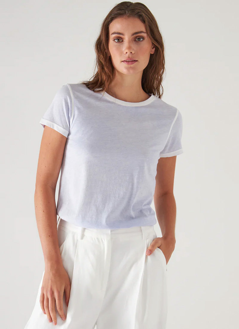 Patrick Assaraf Short-Sleeve Pima Reverse Spray Crewneck T-Shirt