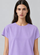 Short Sleeve Silk Dolman Crewneck Blouse