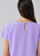 Short Sleeve Silk Dolman Crewneck Blouse