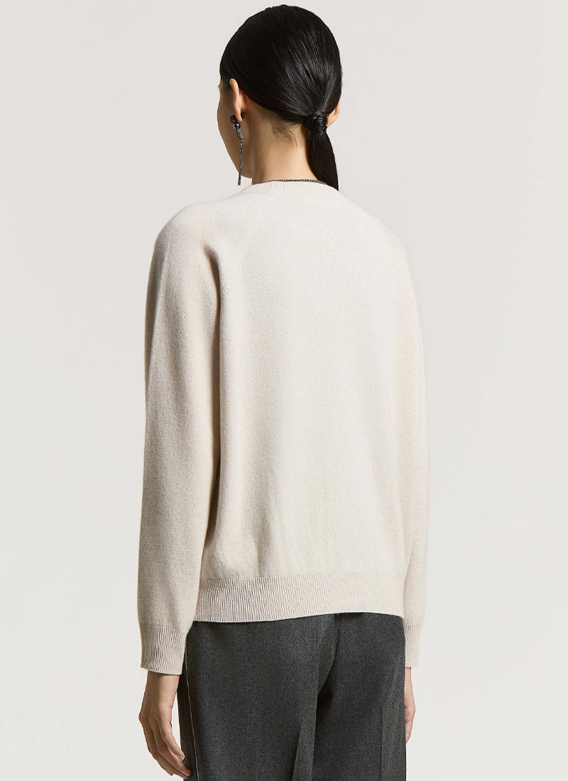 Silk Cashmere Stripe Crew Sweater