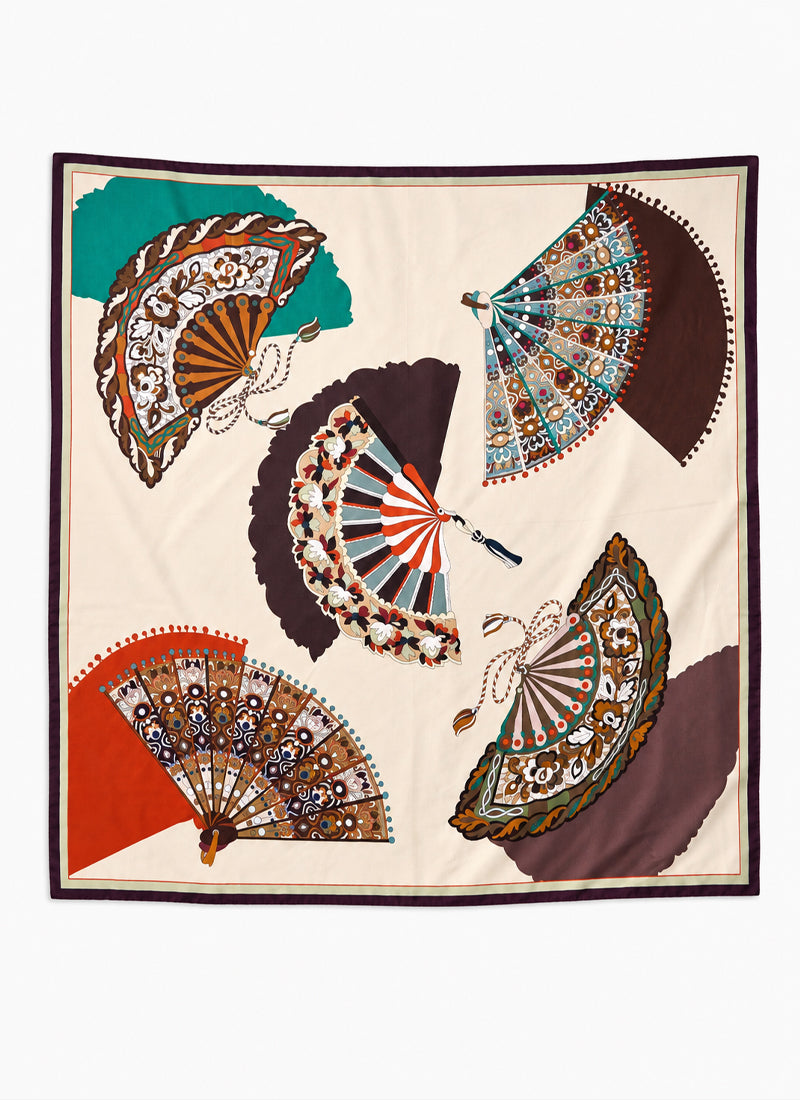 Fan Silk Twill Scarf