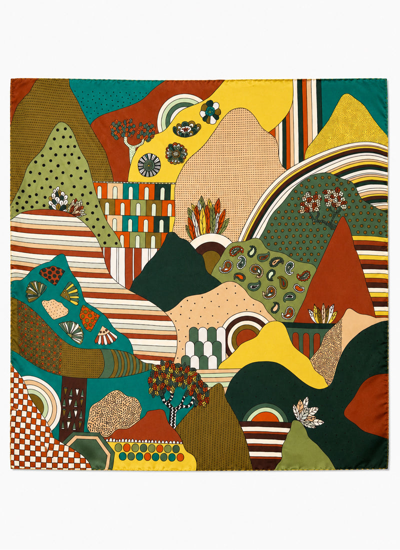 Landscape Silk Twill Scarf