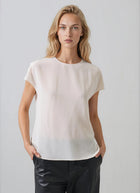 Short Sleeve Silk Dolman Crewneck Blouse