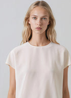 Short Sleeve Silk Dolman Crewneck Blouse