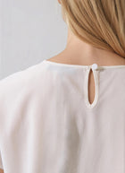 Short Sleeve Silk Dolman Crewneck Blouse