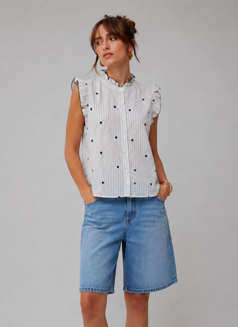 Sleeveless Button Up Blouse