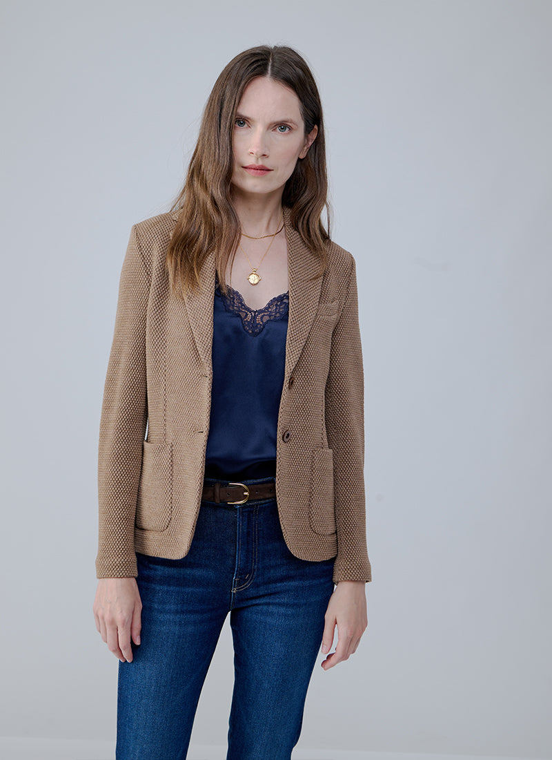 Slim Fit 2 Button Honeycomb Blazer