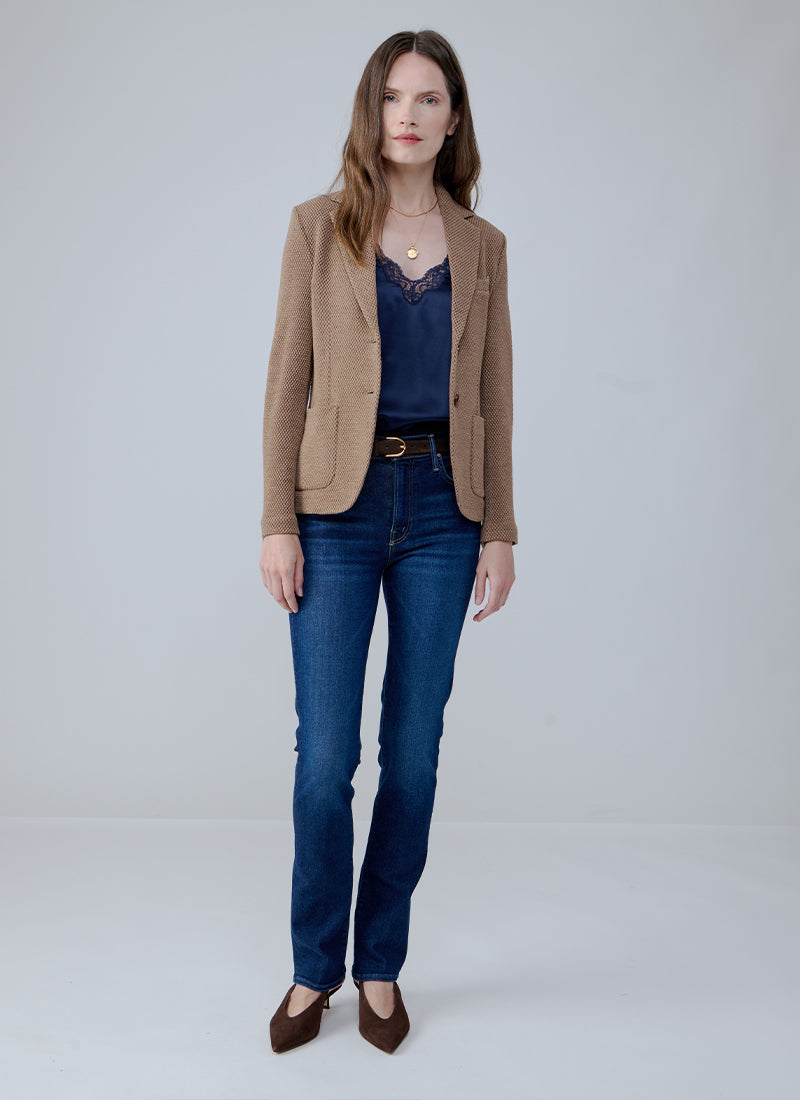Slim Fit 2 Button Honeycomb Blazer