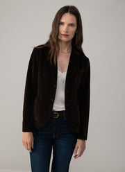 Slim Fit Velour 2 Button Blazer