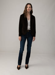 Slim Fit Velour 2 Button Blazer